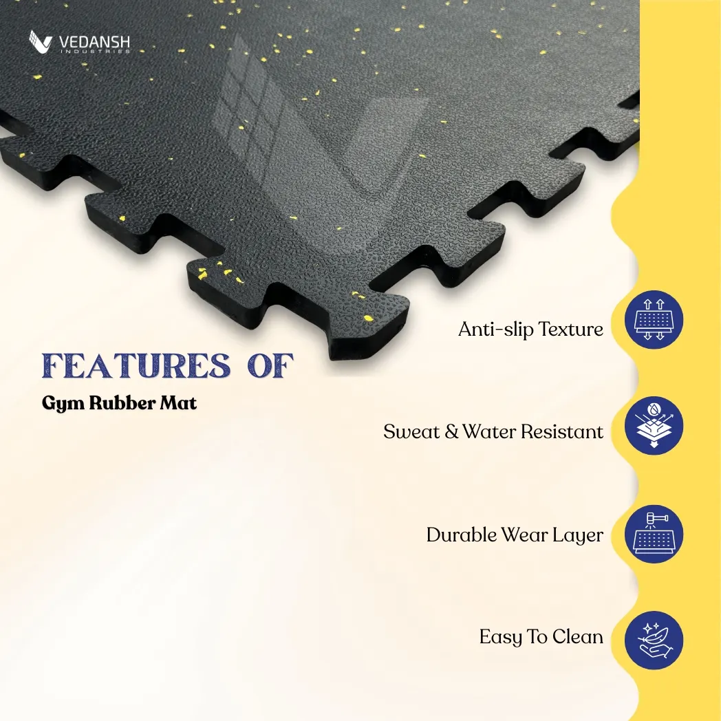 Yellow Sparkle Gym Rubber Mat